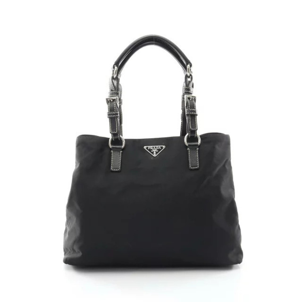 Prada Triangle Tote Tessuto Saffiano Bag Saffiano Leather Black